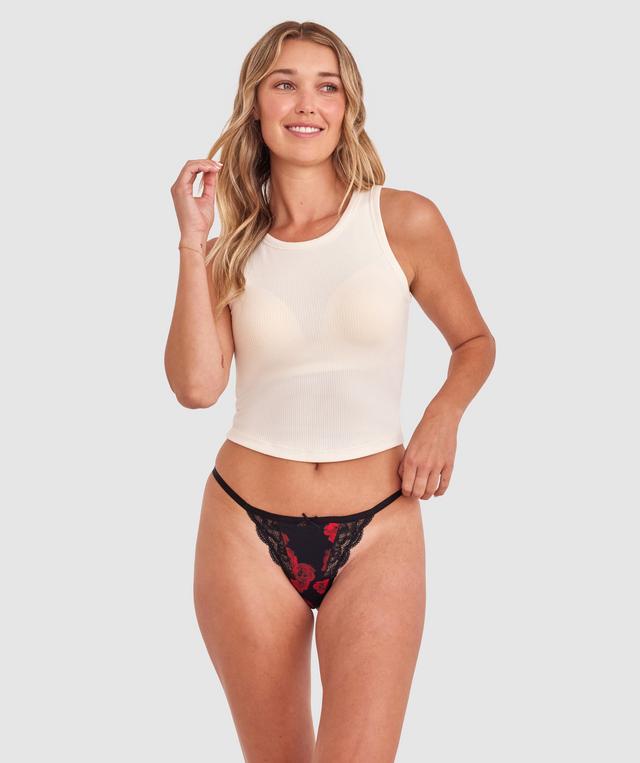 Faith Mini V Knicker - Floral Print/Black