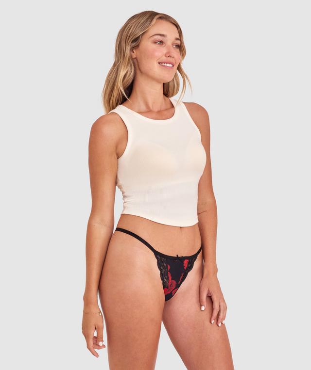 Faith Mini V Knicker - Floral Print/Black