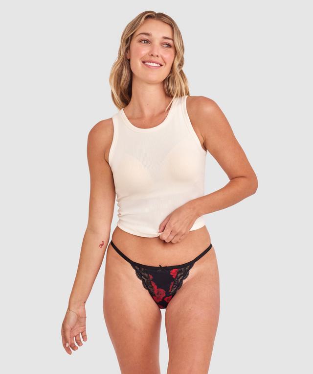Faith Mini V Knicker - Floral Print/Black