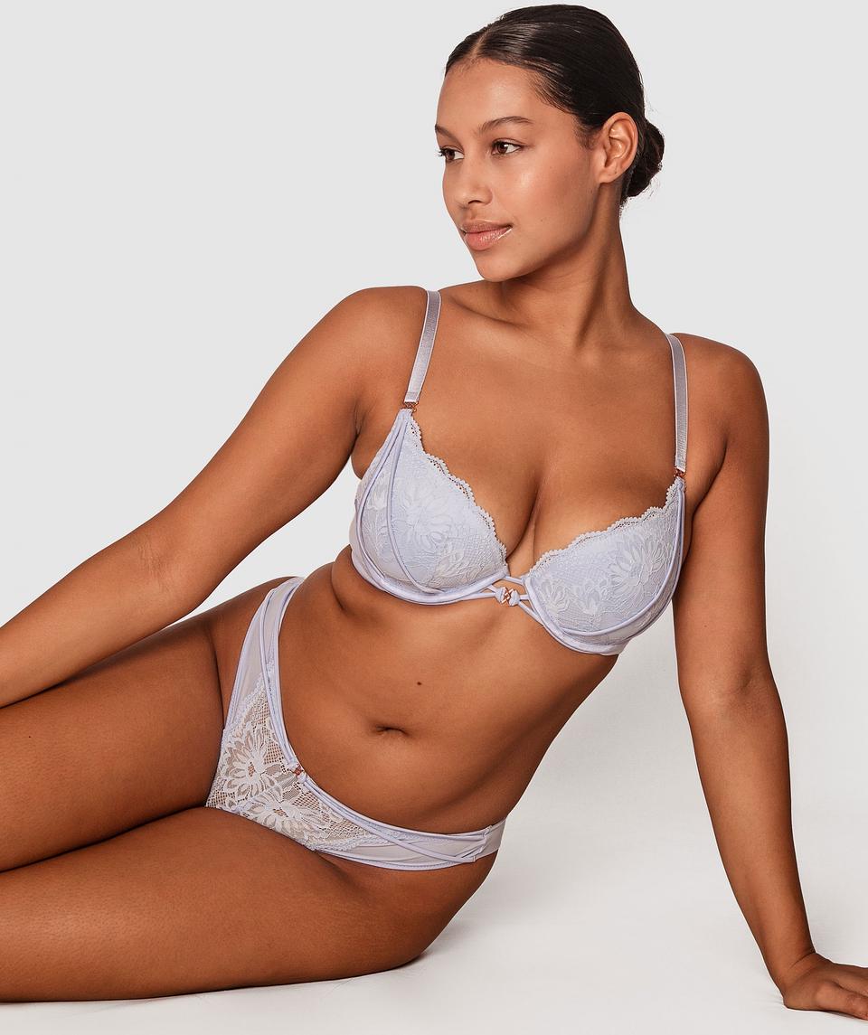 Fleur Plunge Contour Bra - Pale Blue