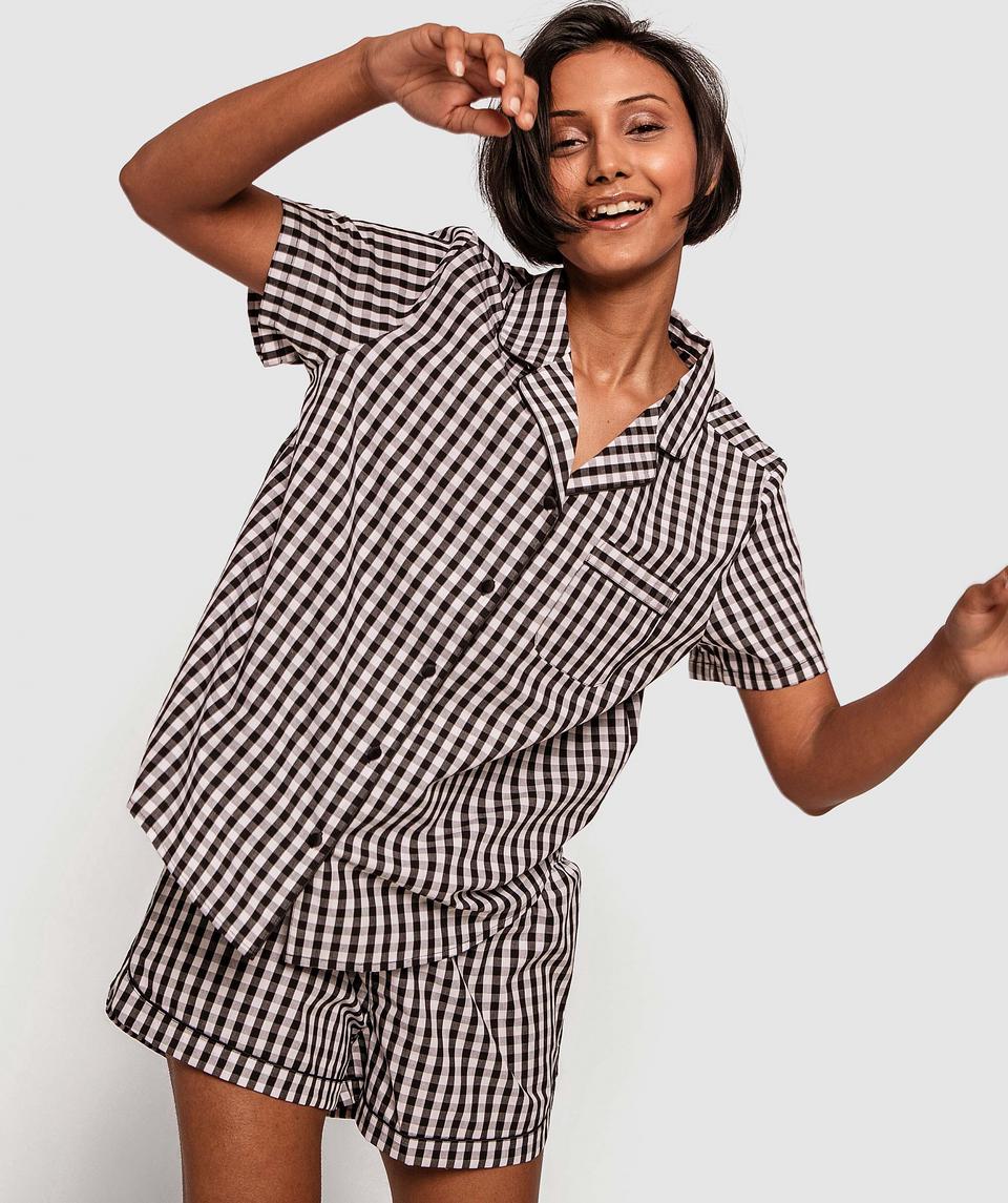 Gingham Short Pj Set - Print