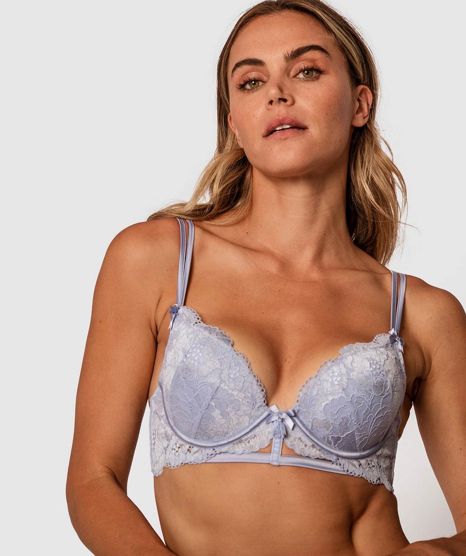 Holly Balconette Push Up Bra - Pale Blue
