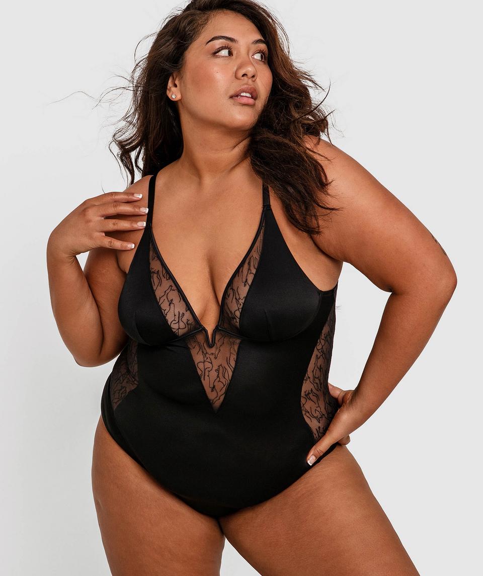 In The Nude Sleeveless Bodysuit - Black