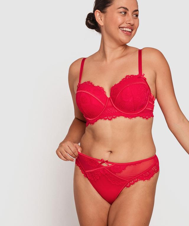 Indulge High Waisted V String - Red