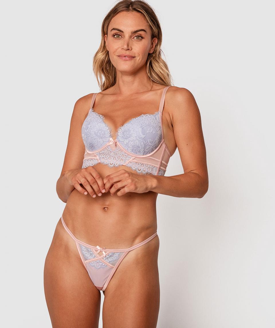 Indulge Plunge Push Up Bra - Pale Blue
