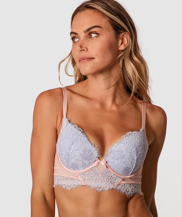 Indulge Plunge Push Up Bra - Pale Blue