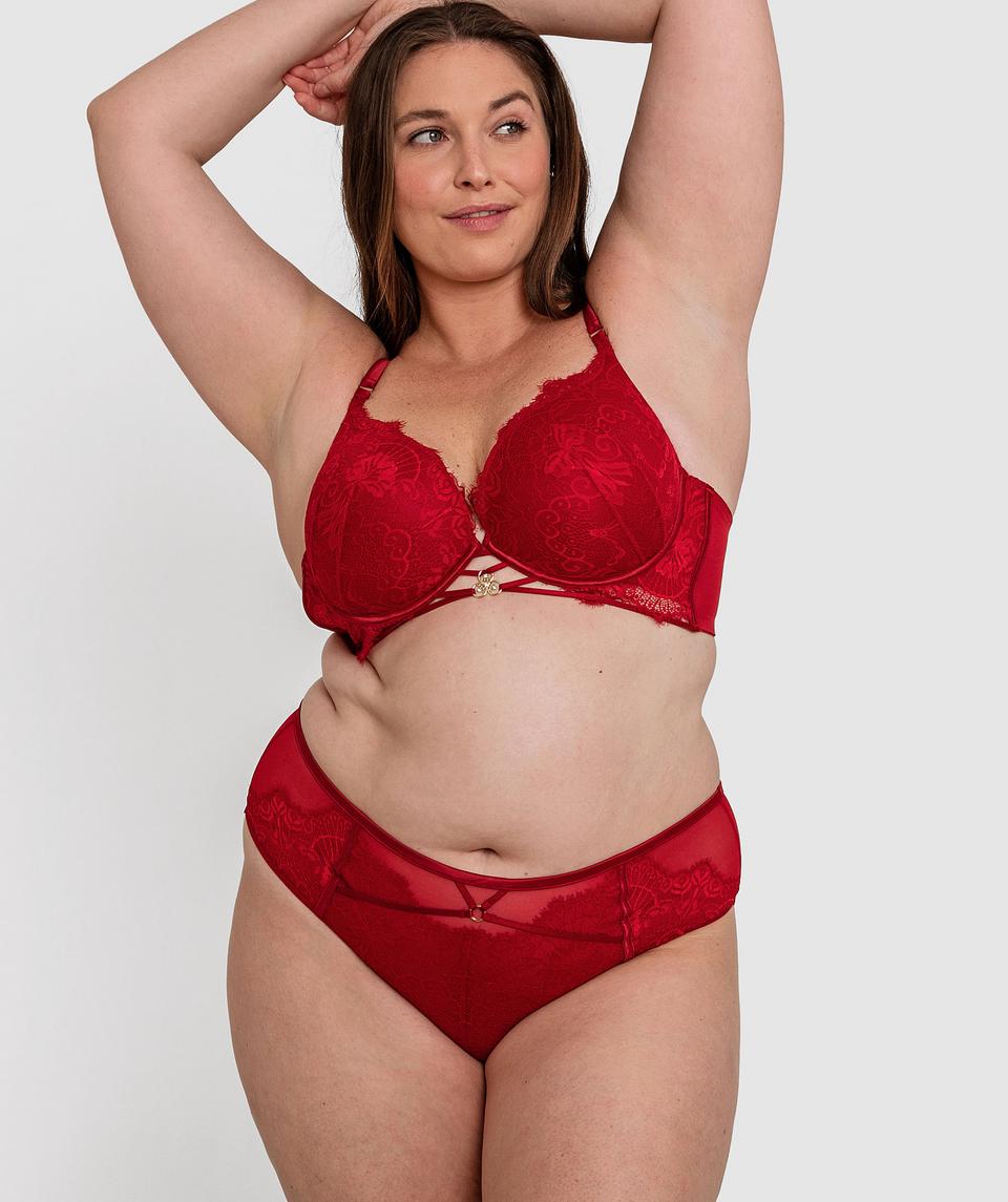 Ingrid Contour Plunge Bra - Dark Red