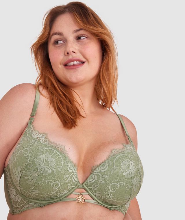 Ingrid Contour Plunge Longline Bra - Khaki