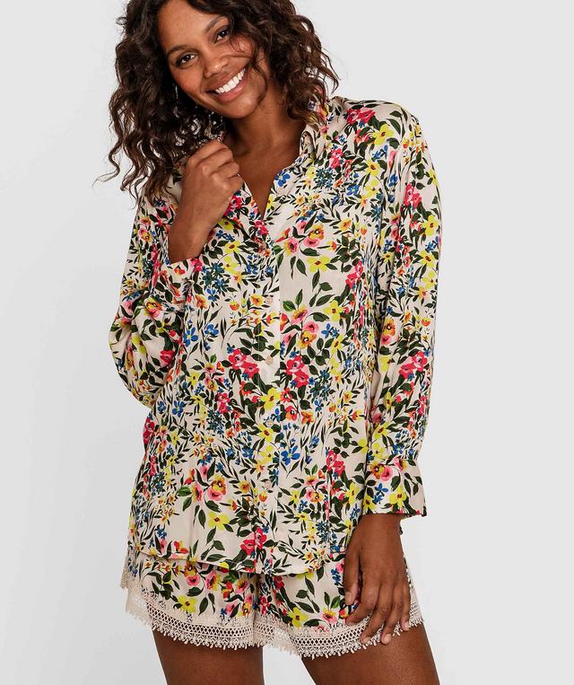 Into The Garden Long Sleeve Sleep Shirt - Print Ditsy Floral