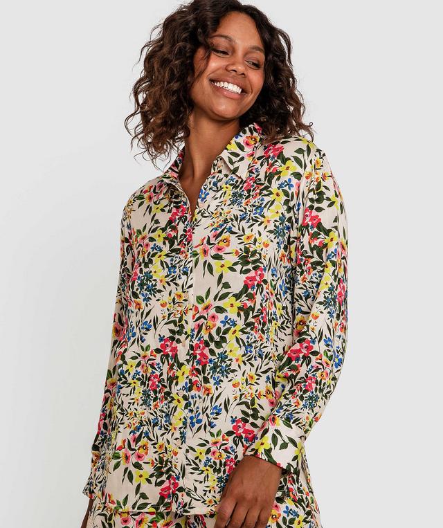 Into The Garden Long Sleeve Sleep Shirt - Print Ditsy Floral