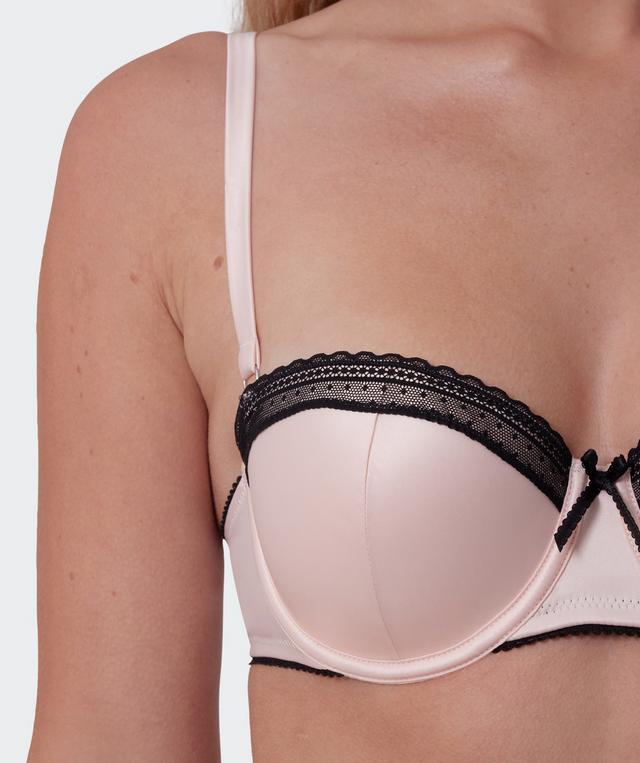 Jadey Lightly Lined Balconette Bra - Oatmeal Black