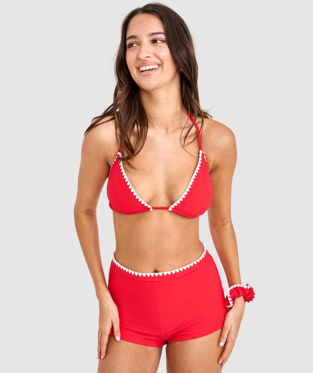 Julianna Triangle Bikini Top & Scrunchie - Red
