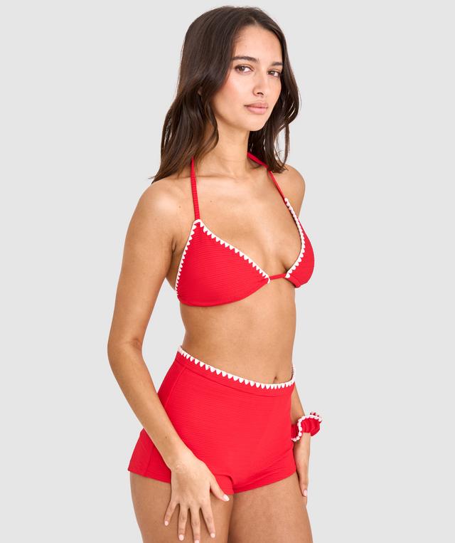 Julianna Triangle Bikini Top & Scrunchie - Red
