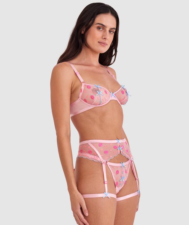 Night Games Kiss Kiss Suspender - Pink