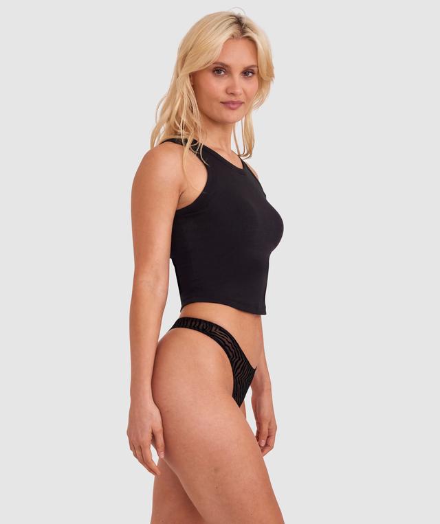 Kitty High Cut V String - Black
