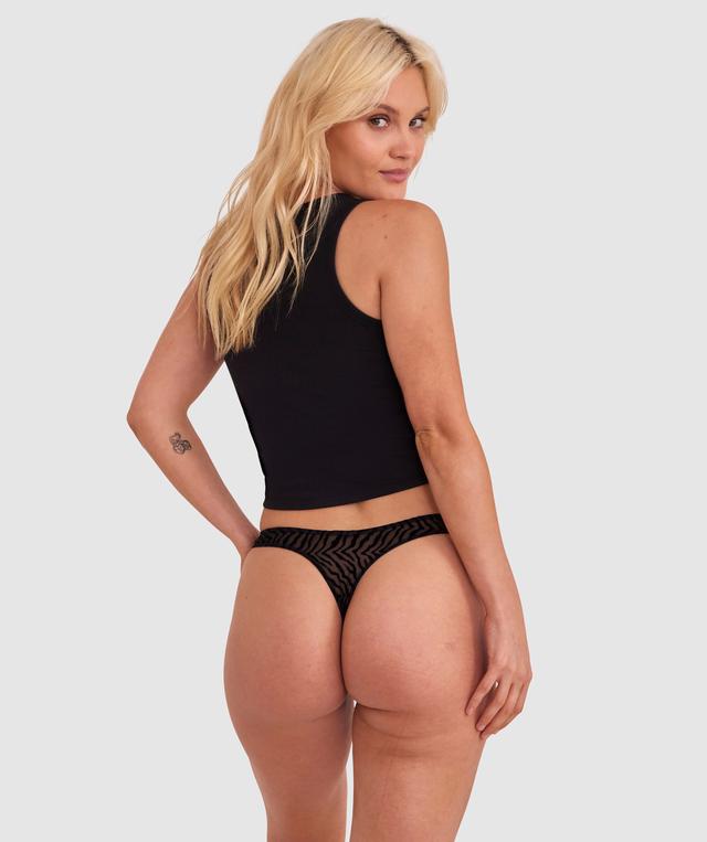 Kitty High Cut V String - Black