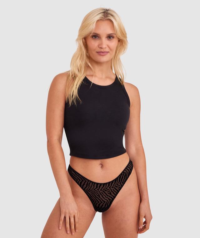 Kitty High Cut V String - Black