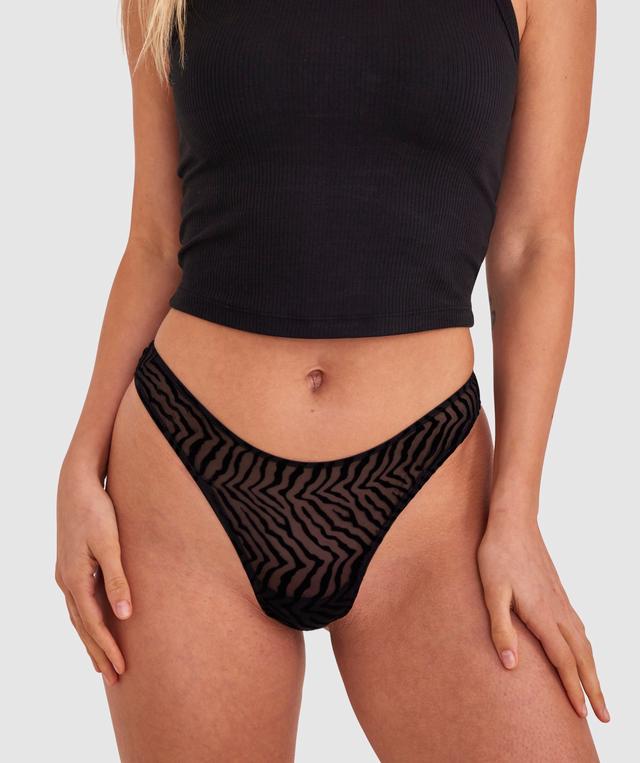 Kitty High Cut V String - Black