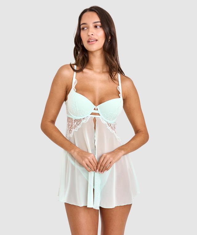Leora Push Up Babydoll Set - Mint Green
