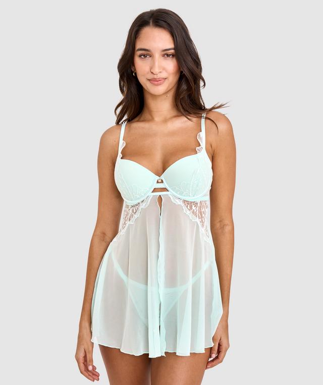 Leora Push Up Babydoll Set - Mint Green