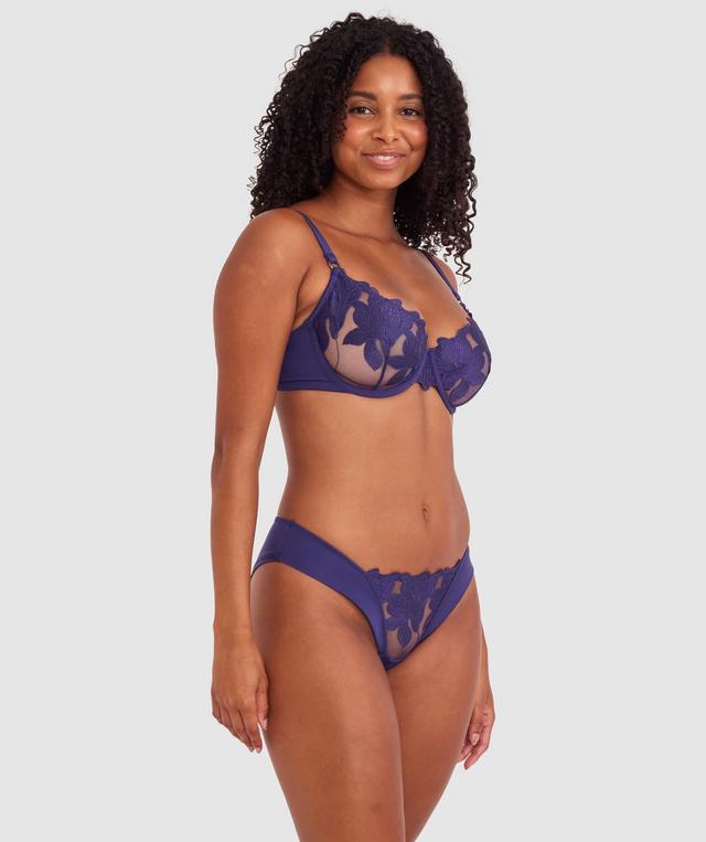Lillyanna High Leg Brazilian Knicker - Dark Blue