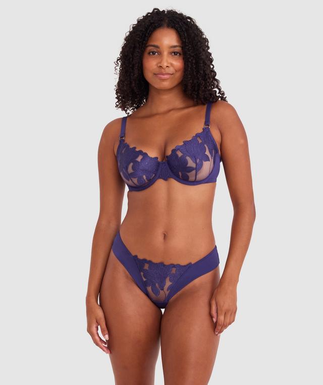 Lillyanna High Leg Brazilian Knicker - Dark Blue
