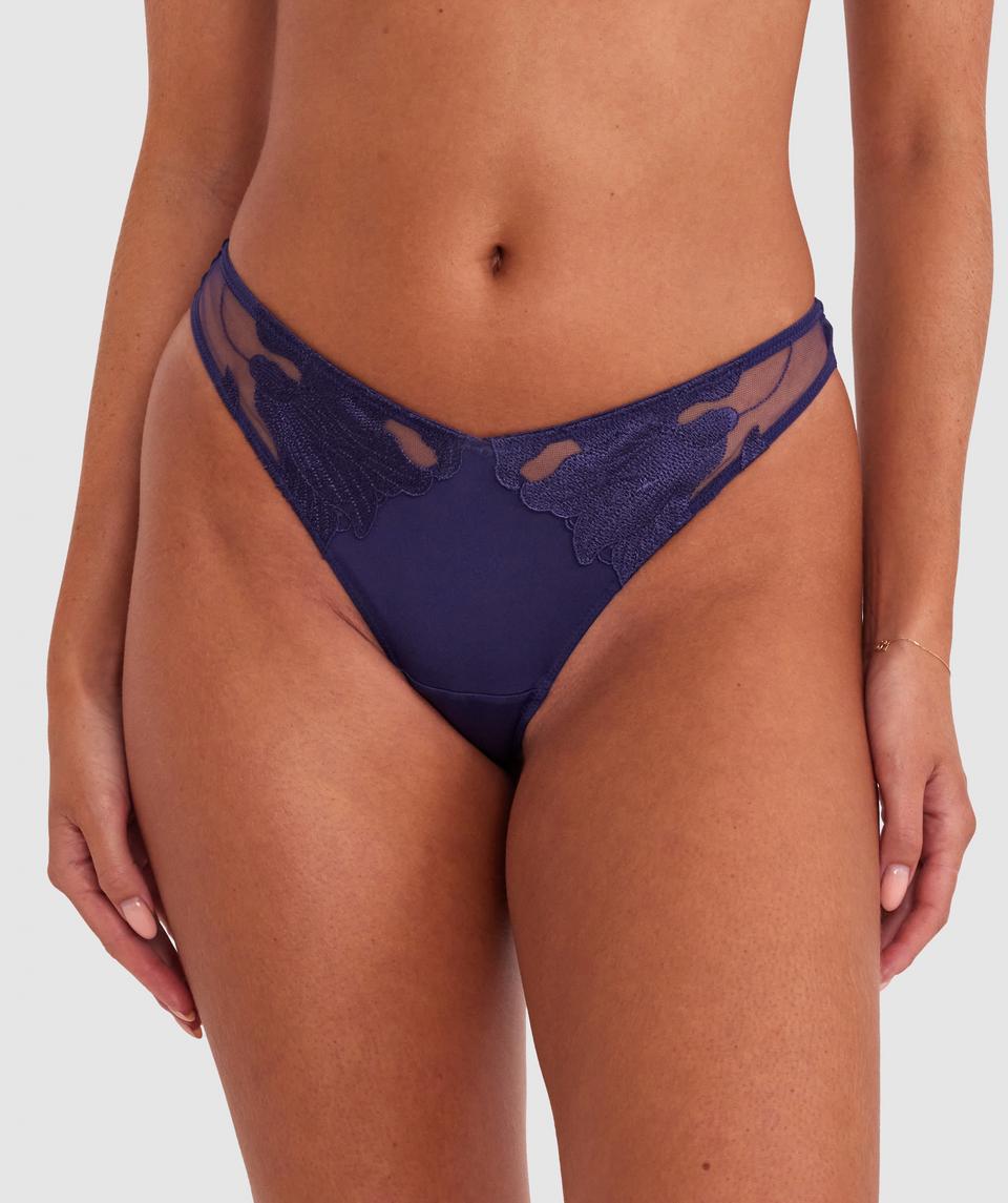 Lillyanna High Leg G String - Dark Blue