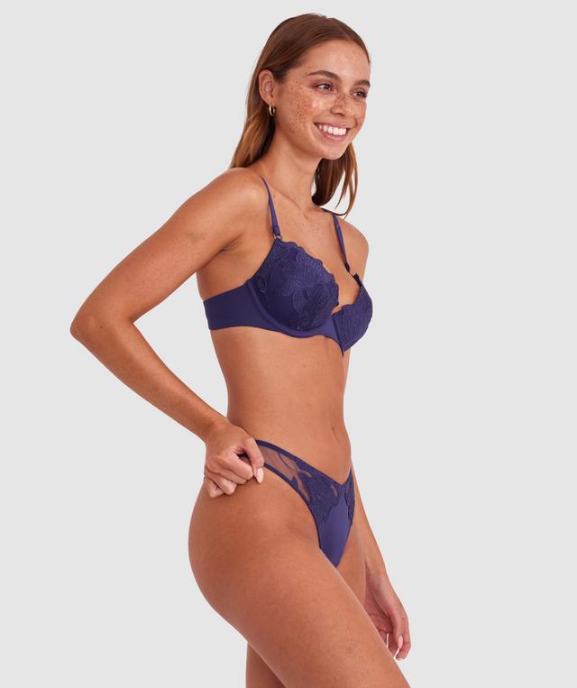 Lillyanna High Leg G String - Dark Blue