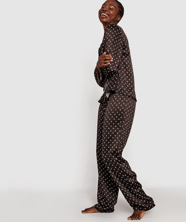 Liquid Satin Long Pj Set - Geometric Print