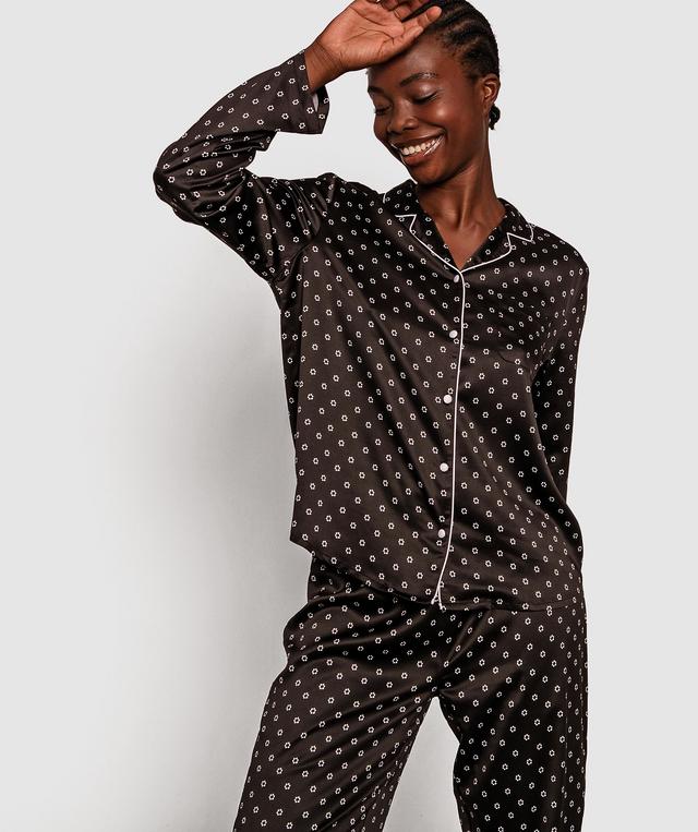 Liquid Satin Long Pj Set - Geometric Print