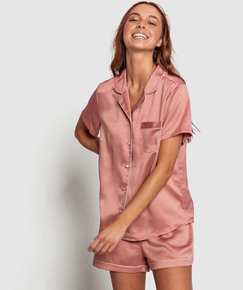 Liquid Satin PJ Set - Dusty Pink