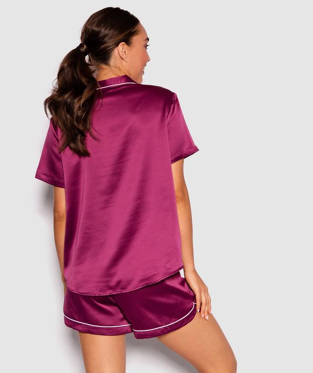 Liquid Satin Short PJ Set - Berry/White
