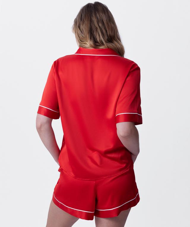 Liquid Satin Short Sleeve - Red