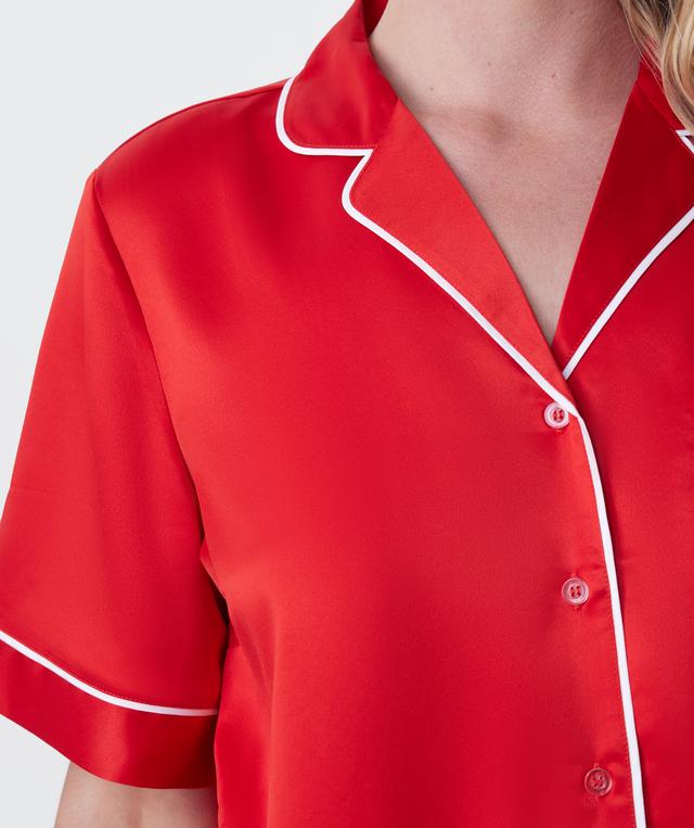 Liquid Satin Short Sleeve - Red
