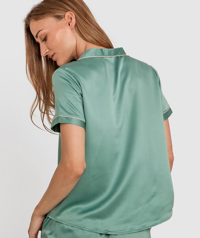Liquid Satin Short Sleeve Shirt - Green