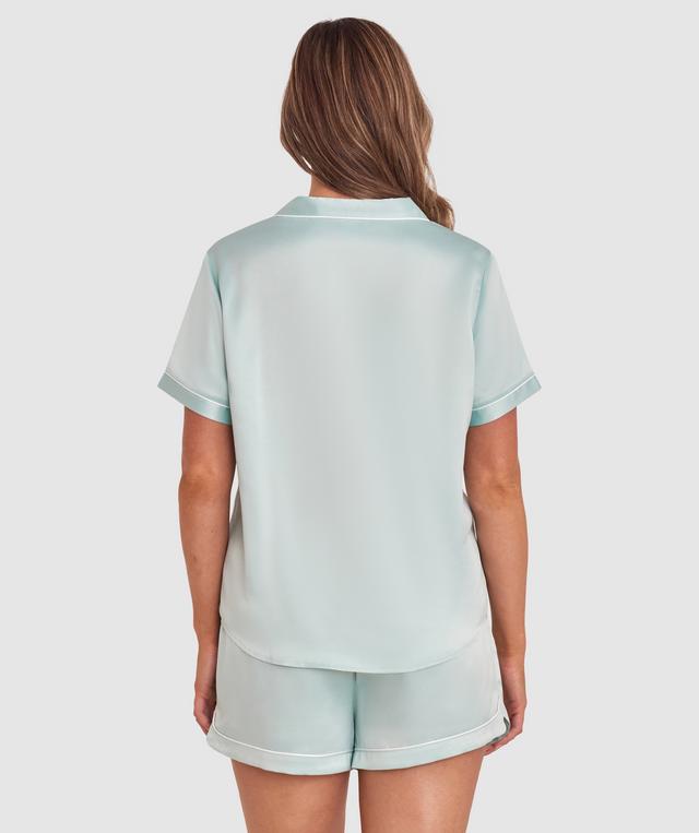 Liquid Satin Short Sleeve Shirt - Light Green