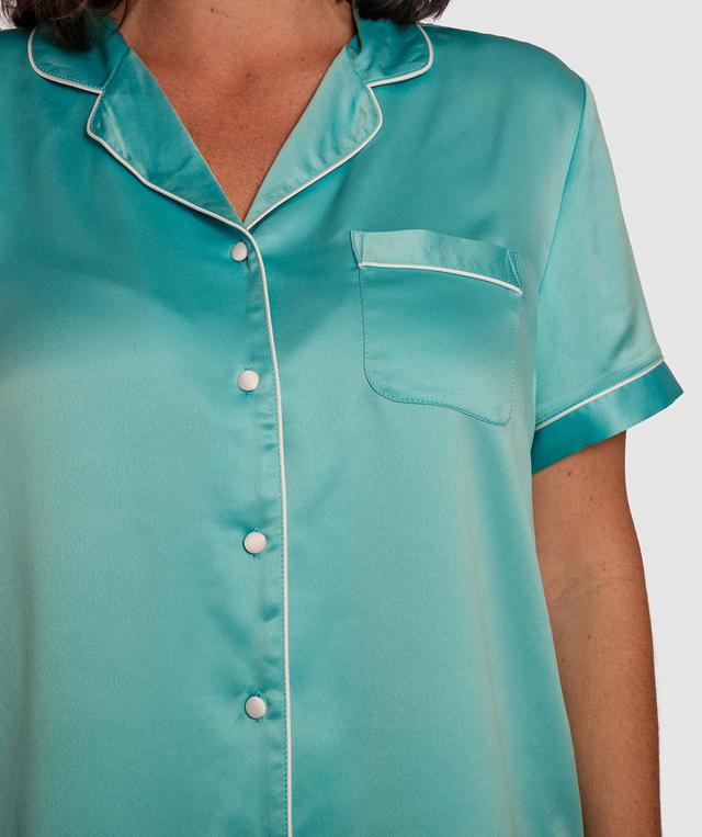 Liquid Satin Short Sleeve Top - Aqua