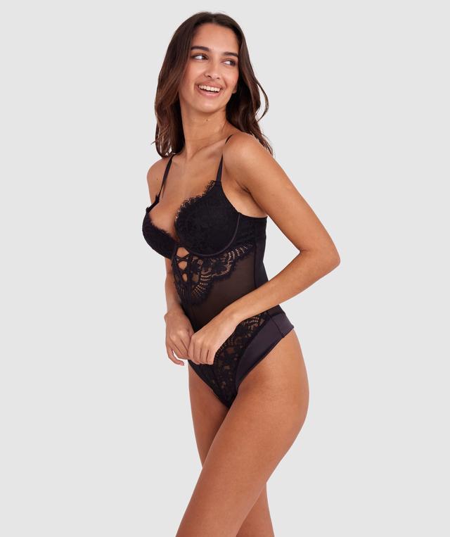 Lourdes Push Up Plunge Bodysuit - Black