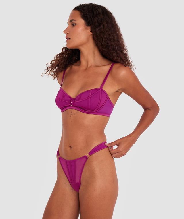 Lucia High Leg String - Dark Red