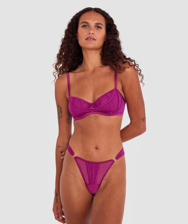 Lucia High Leg String - Dark Red