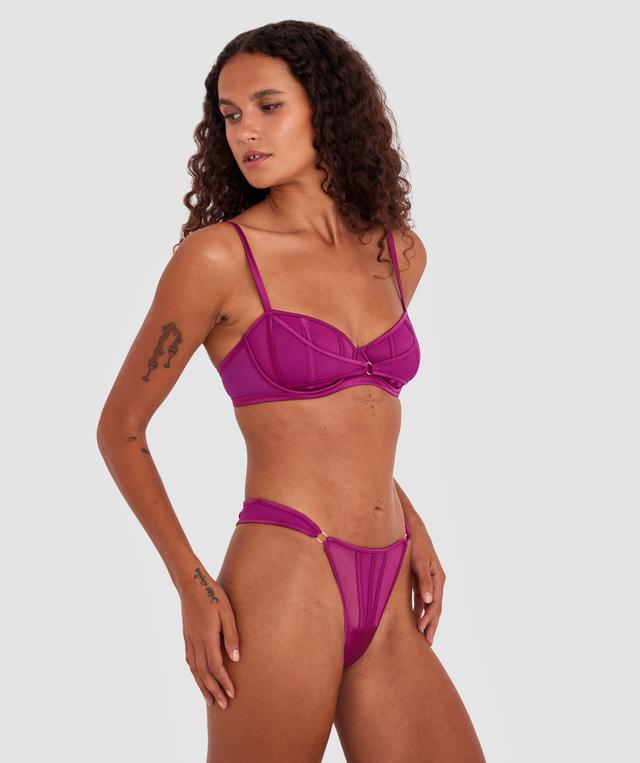 Lucia High Leg String - Dark Red