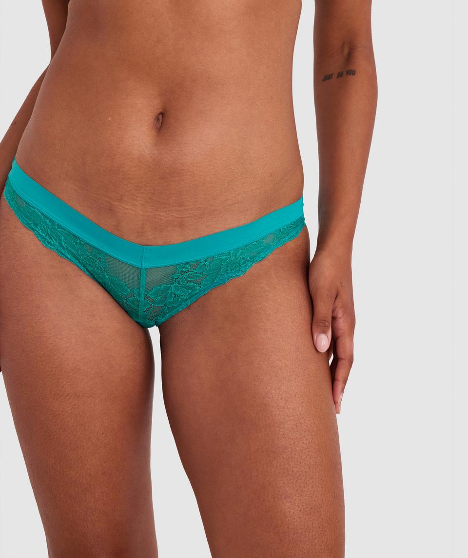 Luxe Lace Bikini Brief - Dark Green