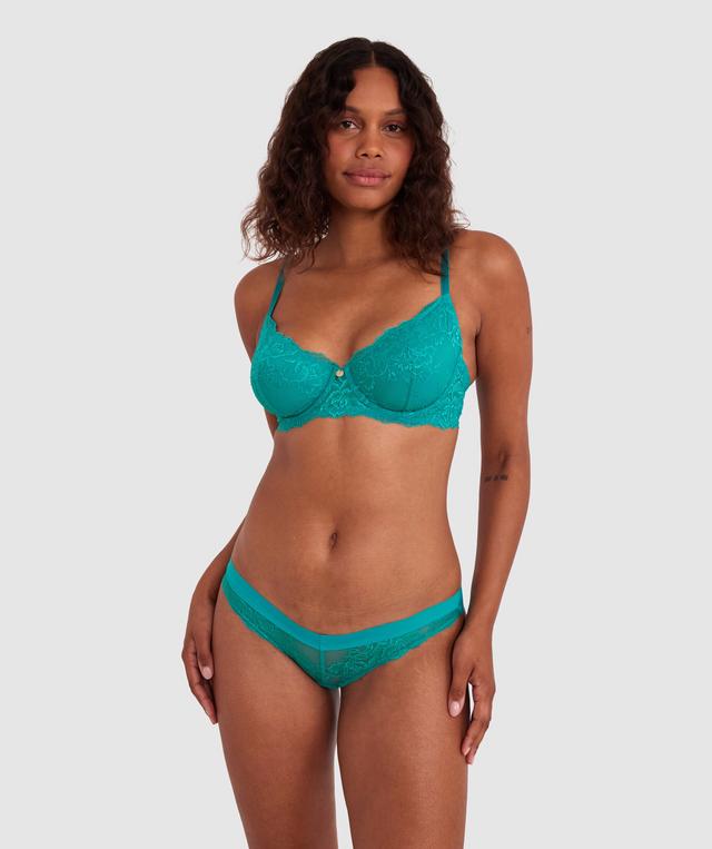 Luxe Lace Bikini Brief - Dark Green