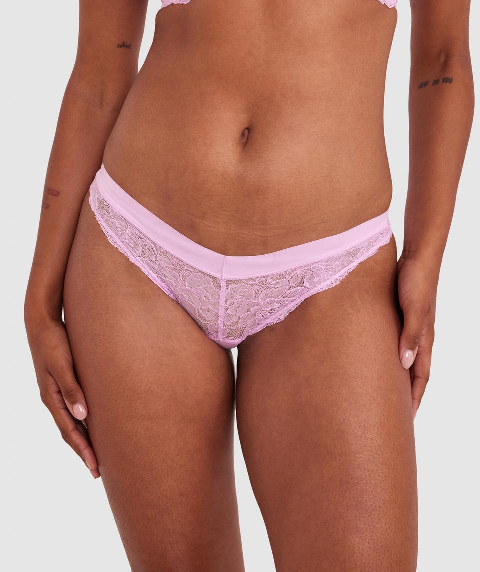 Luxe Lace Bikini Brief - Pink