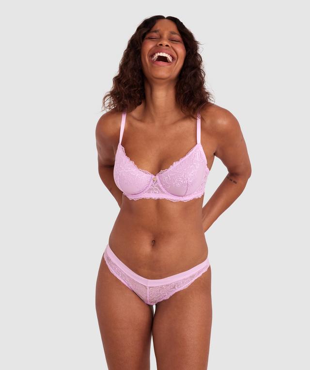 Luxe Lace Bikini Brief - Pink