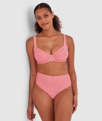 Maddison High Waist Bikini Bottom - Print Check
