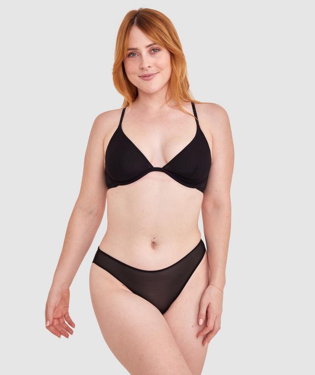 Made for Mesh High Leg Brazilian Knicker - Black