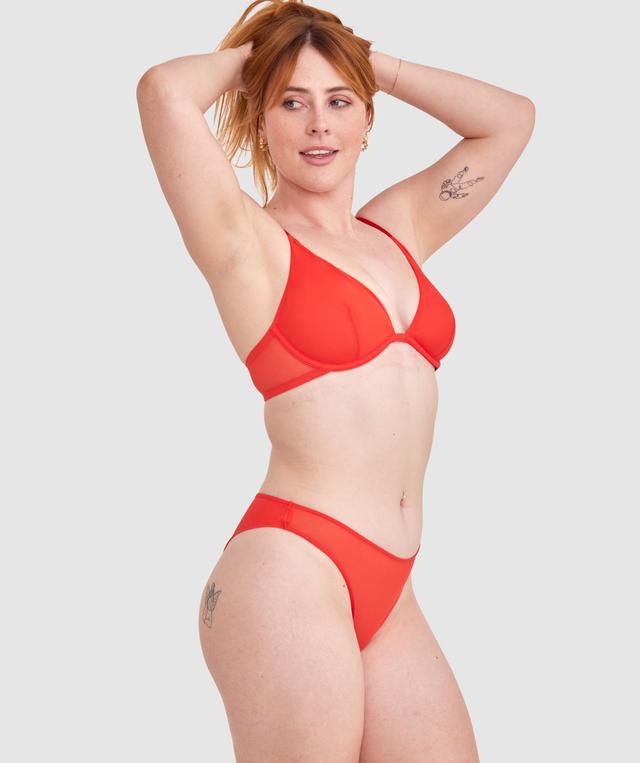 Made for Mesh High Leg Brazilian Knicker - Red