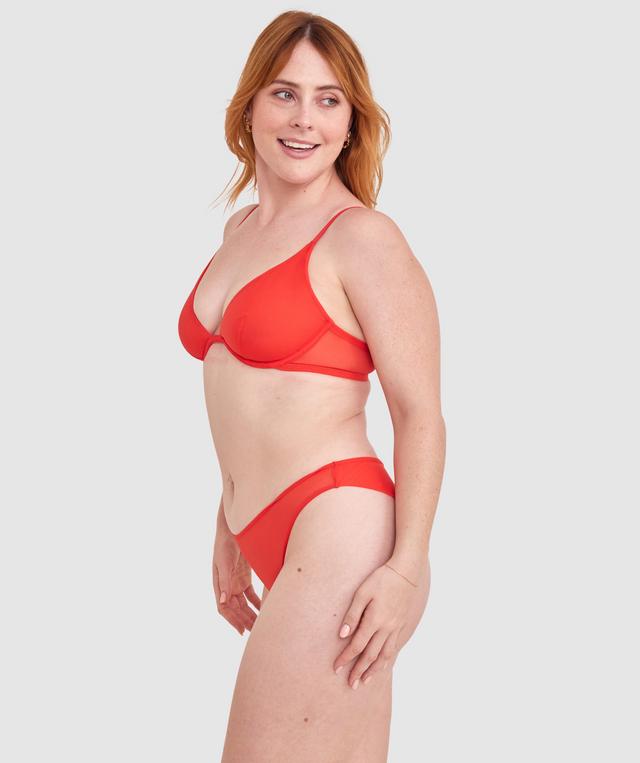 Made for Mesh High Leg Brazilian Knicker - Red