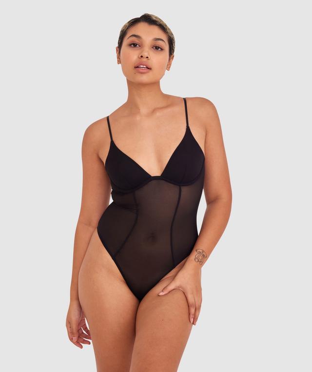 Made for Mesh Underwire Bodysuit - Black